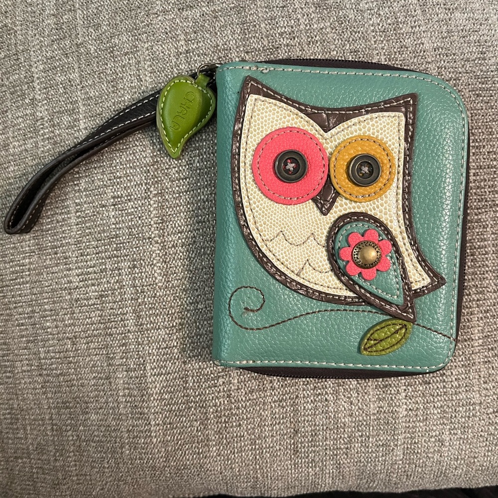CHALA Zip Around Wallet OWL Teal Cute/ Stylish